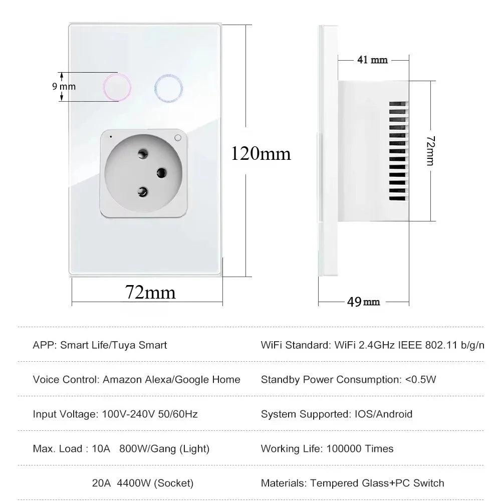 Prise avec interrupteur intelligent Wi-Fi