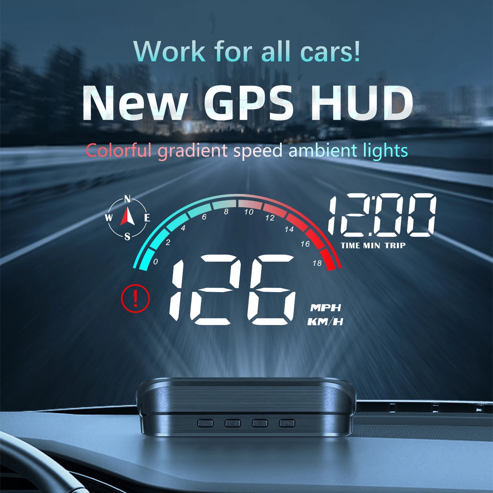 HUD compteur de vitesse GPS universel