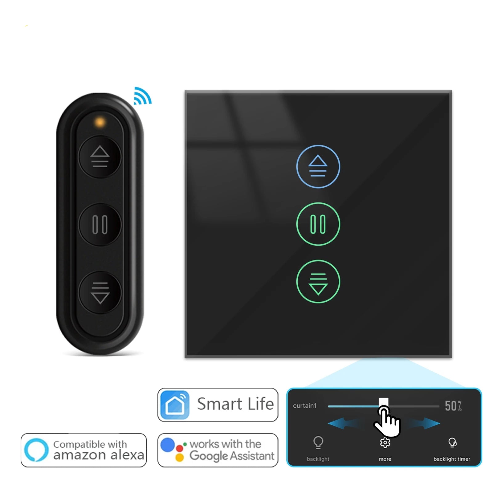 Rideau Intelligent Connecté enrouleurs noirs